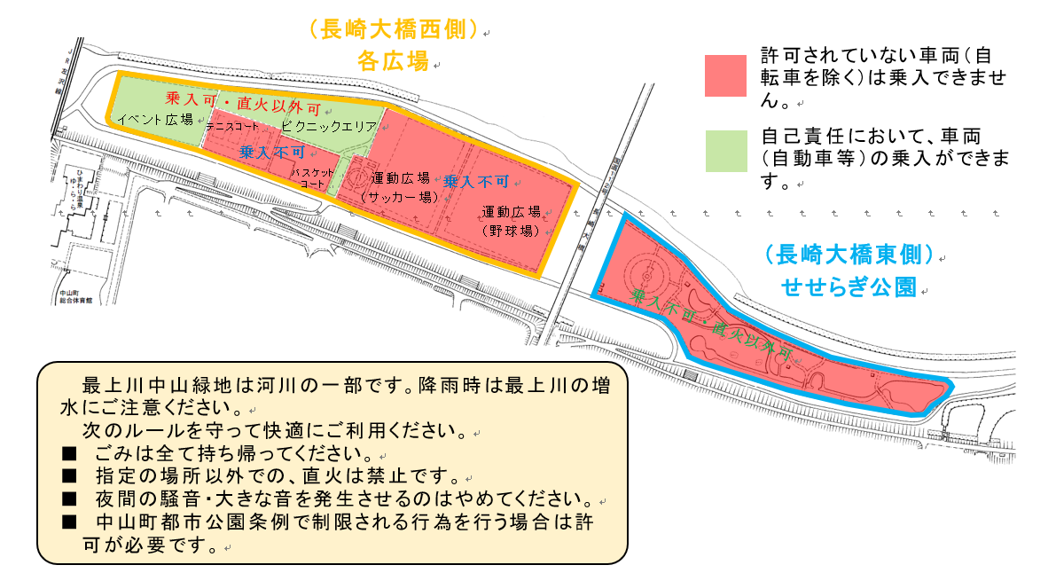 最上川中山緑地地図とルールの詳細