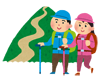 男女2人が登山をしているイラスト