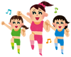 3人の女性が踊っているイラスト