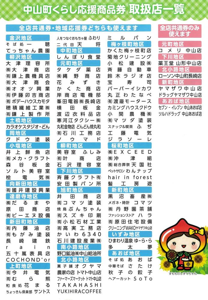 くらし応援商品券の対象店舗一覧